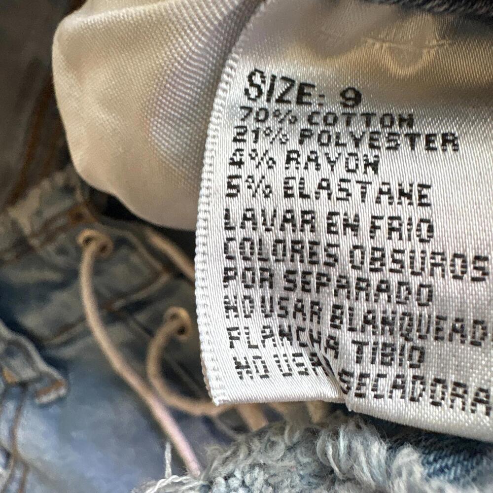 Bamboo Womens Size 9 Lace Up Flare Jeans Frayed Hem Y2K Vintage Denim Streetwear - Picture 5 of 8